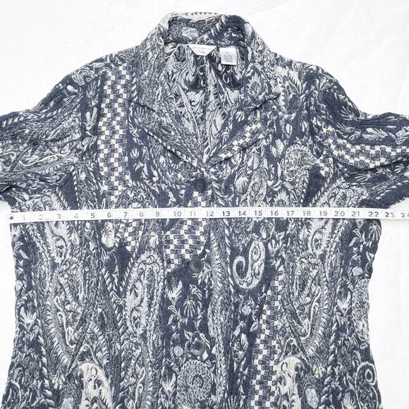 LAURA ASHLEY Paisley Wool Navy Blue Blazer Jacket size Petite Large - Picture 4 of 6